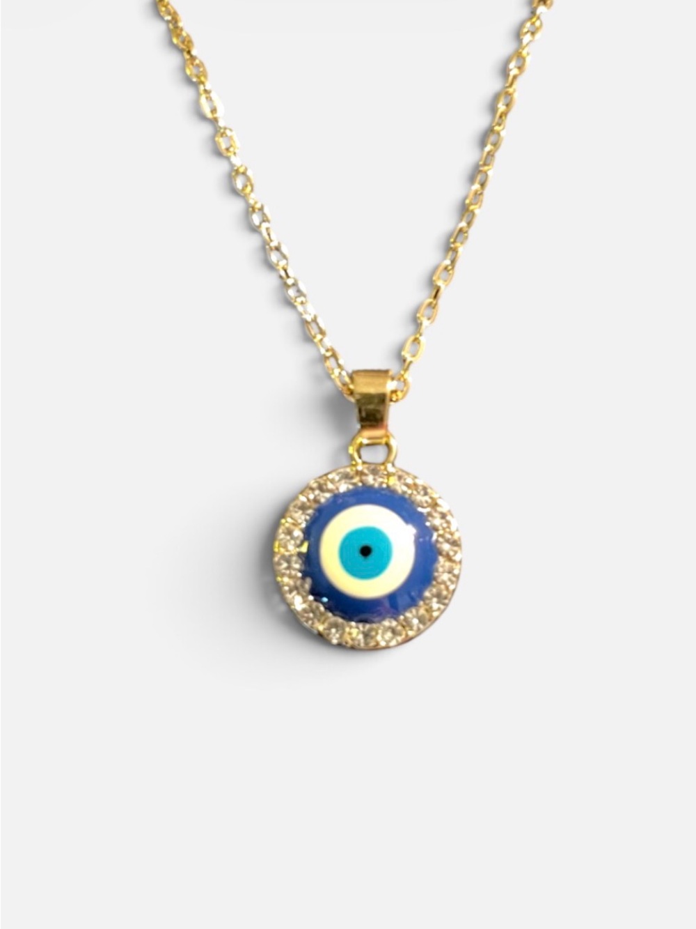 Gold-Tone Blue Evil Eye Pendant Necklace